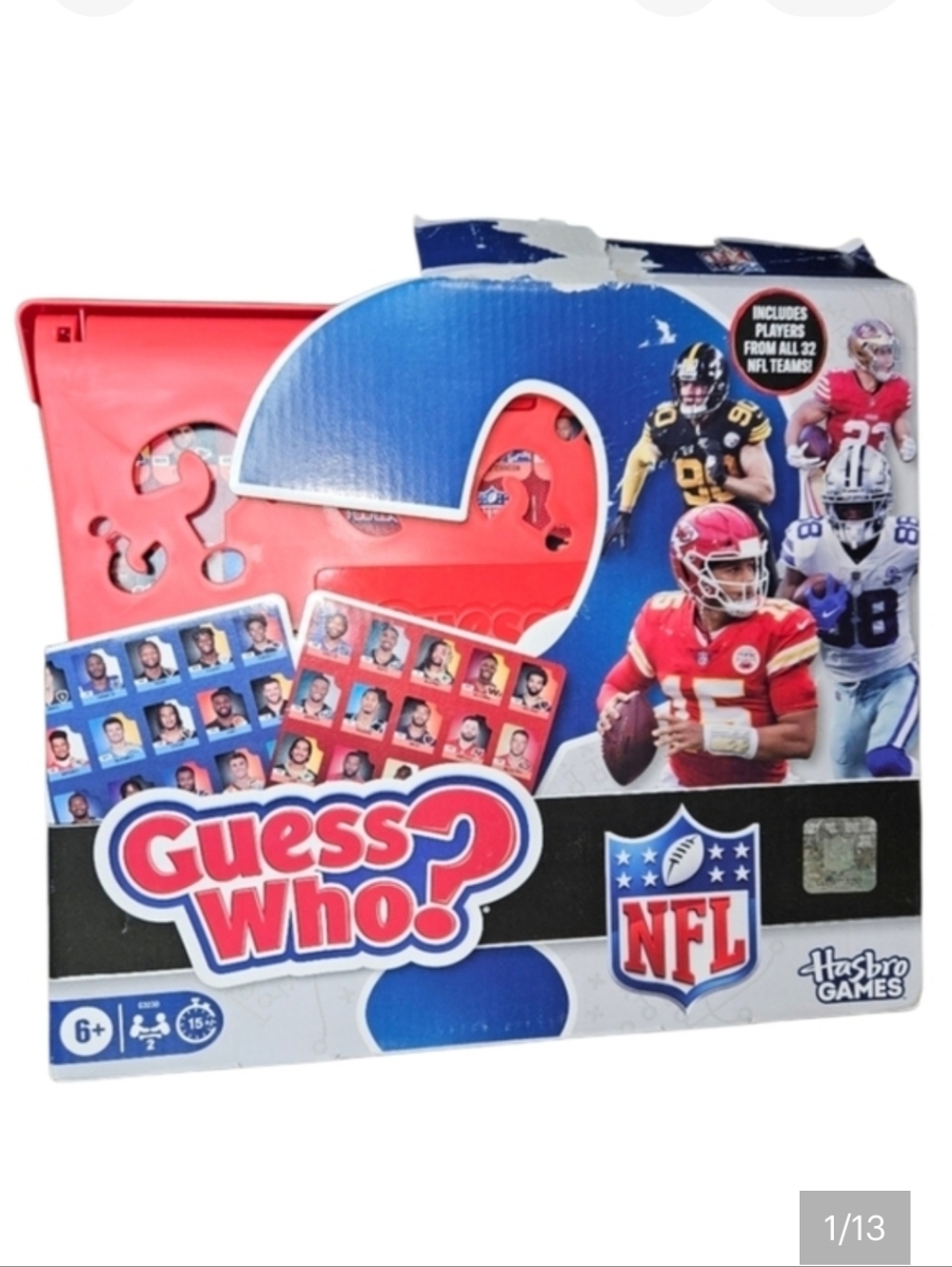 Guess Who? NFL Edition Hasbro Red Blue 32 Teams Represented Travis Kelce